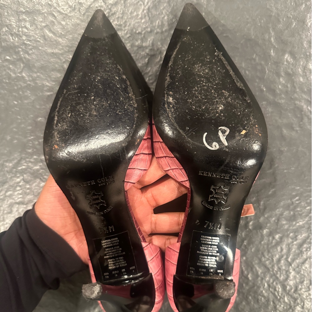 Y2K Kenneth Cole D’orsay Impress Pink Croc Pointed Toe Pump - Picture 11 of 16